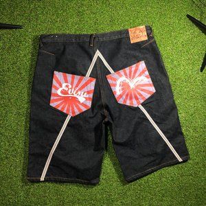 Designer Vintage Evisu Shorts Size 40 Waist
